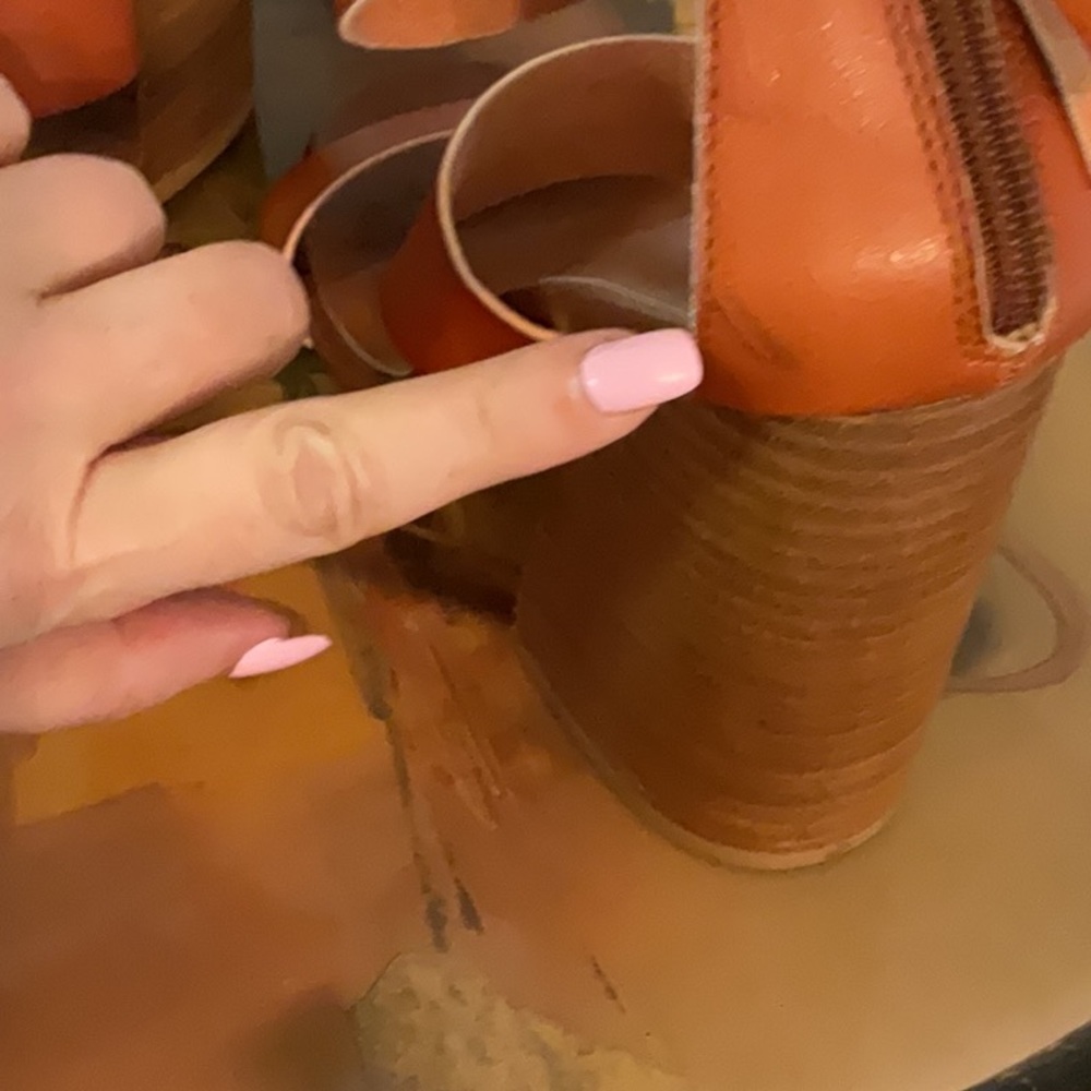 Madden Girl Faux Leather Strappy Block Heel Sandals, Size 9.5M, Brown - Picture 10 of 11